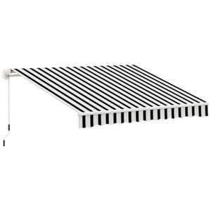 Stahovací markýza s klikou hliníková  395 x 245 cm modrobílá