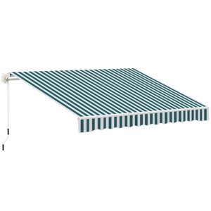 Stahovací markýza s klikou hliníková  395 x 245 cm zelnobílá