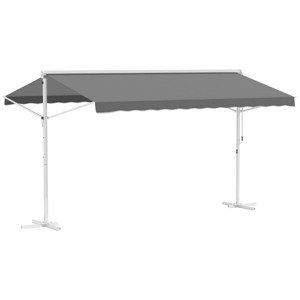 Volně stojící stahovací markýza s klikou 450 x 340 cm šedá