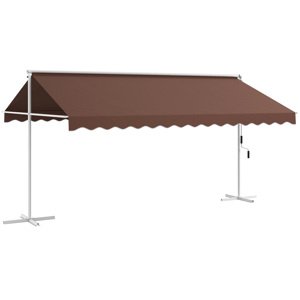 Volně stojící stahovací markýza s klikou 450 x 340 cm hnědá