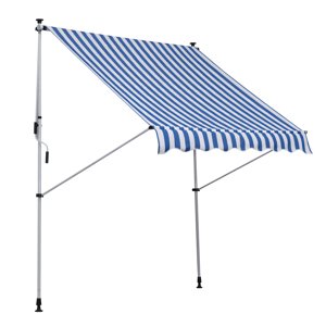 Výškově nastavitelná přenosná markýza vhodná na balkon 200 x 150 cm modrobílá