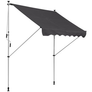 Výškově nastavitelná přenosná markýza vhodná na balkon 200 x 150 cm šedá
