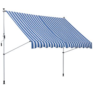 Výškově nastavitelná přenosná markýza vhodná na balkon 300 x 150 cm modrobílá