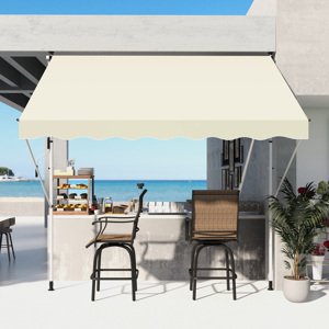 Výškově nastavitelná přenosná markýza vhodná na balkon 300 x 150 cm krémová