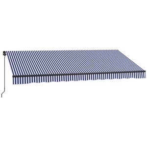 Stahovací markýza ruční s nastavitelným sklonem hliníková 396 x 300 cm modrobílá