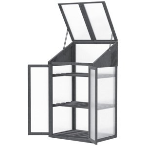 Polykarbonátový mini skleník se třemi policemi 70 x 50 x 120 cm šedá