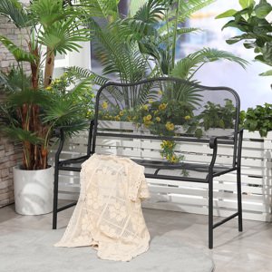 Zahradní lavice kovová  dvoumístná nosnost 220 kg 113 cm x 58 cm x 98 cm černá
