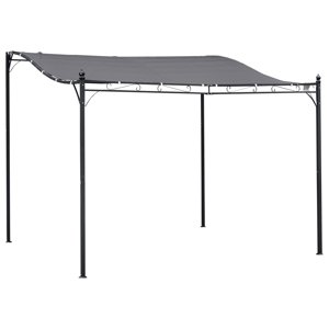 Kovová pergola s plátěnou střechou volně stojící 297 x 297 cm šedá