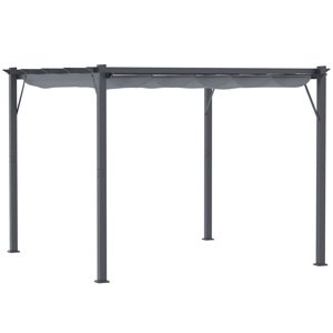 Volně stojící kovová pergola se stahovací plátěnou střechou 257 x 250 cm béžová
