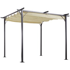 Volně stojící kovová pergola se stahovací plátěnou střechou 300 x 300 cm béžová
