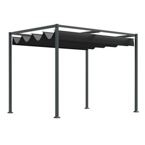 Kovová pergola s posuvnou látkovou střechou 298 x 221 x 213 cm černá