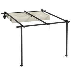 Kovová pergola ke zdi s plátěnou střechou 300 x 300 cm krémová