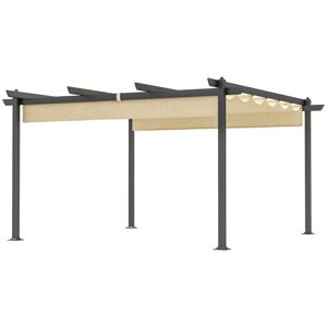 Hliníková pergola s nastavitelnou látkovou střechou 390 x 390 cm béžová