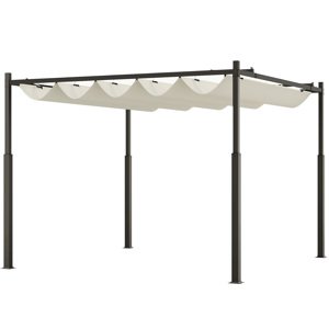 Volně stojící kovová pergola se stahovací plátěnou střechou 300 x 300 cm bílá