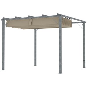 Volně stojící hliníková pergola se stahovací plátěnou střechou 296 x 299 cm šedá