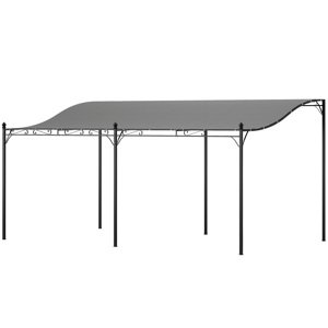 Kovová pergola s plátěnou střechou volně stojící 491 x 298 cm šedá