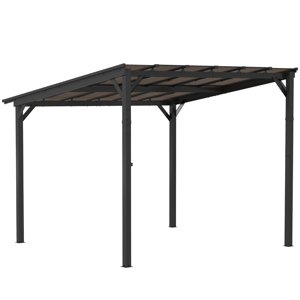 Kovová pergola  s polykarbonátovou střechou 306 x 258 x 294 cm tmavě šedá