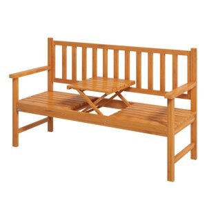 Zahradní lavice trojmístná  se zabudovaným stolkem do 280 kg 153 x 56 x 91 cm světle hnědá