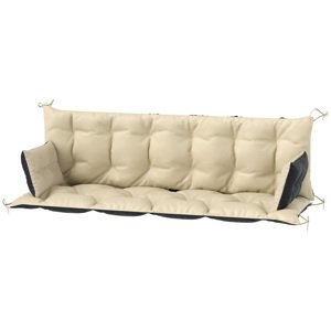 Polštář na lavici pro 3 osoby 180 x 110 x 8 cm béžová a černá