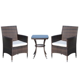 Skládací ratanový set 2+1 s polštářem 60 x 59 x 90 cm hnědá