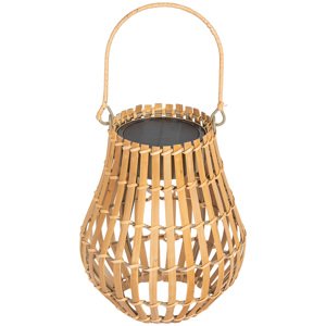 Solární zahradní lampa dobíjecí 3 barvy světla s bambusovým stínidlem