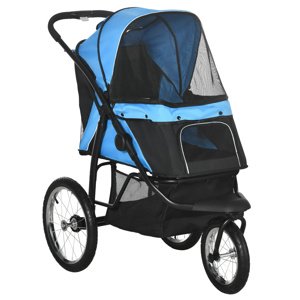 Kočárek pro psy do 20 Kg JOGGER se třemi koly skládací světle modrá