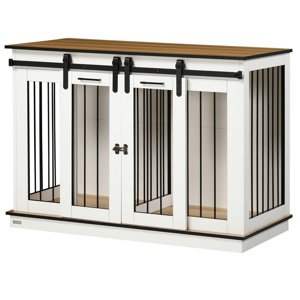 Klec pro psa 2 v 1 se dvěma dvířky 120 x 89 x 60 cm bílá