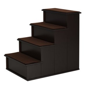 Schody pro pejsky a kočky 4 stupně 40 x 59 x 54 cm tmavě hnědá