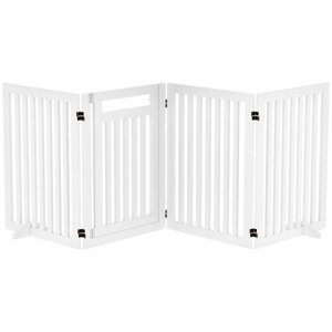 Zábrana pro psy čtyřdílná dřevěná skládací 60-240 x 81 cm bílá