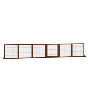 Zábrana pro psy šestidílná dřevěná skládací 70-432 x 70 cm hnědá