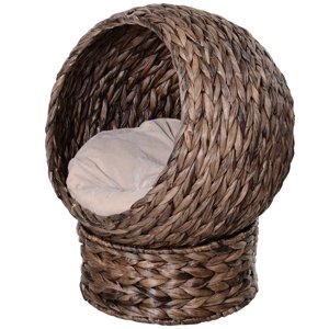 Pelíšek pro kočky ratanový BALL 50 x 42 x 60 cm tmavě hnědá