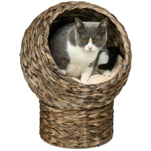 Pelíšek pro kočky ratanový BALL 42 x 33 x 52 cm tmavě hnědá
