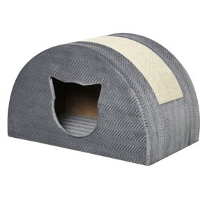 Pelíšek pro kočky se škrabadlem BOW 49 x 30 x 30 cm šedá