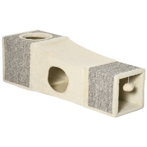 Pelíšek pro kočky TUNEL se škrabadlem 98 x 30 x 30 cm béžová