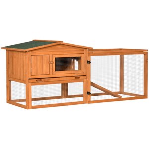 Venkovní domeček pro králíky s výběhem 156 x 68 x 58 cm jedlové dřevo