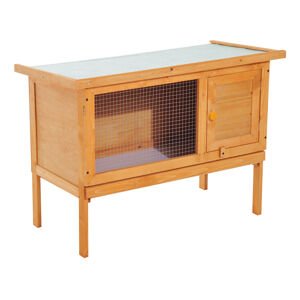 Kotec pro králíky s plechovou střechou 90 cm x 65 x 45 cm cm světlé dřevo