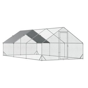 Výběh pro slepice XXL kovový se střechou pro 12-18 slepic 600 x 200 x 300 cm