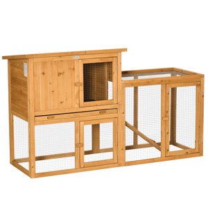 Venkovní domeček pro králíky s výběhem 141 x 86 x 60 cm jedlové dřevo