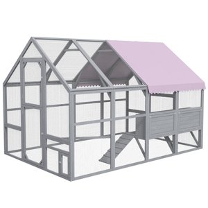 Výběh pro slepice s kukaněmí XL dřevěný se střechou pro 8-12 slepic 280 x 188 x 186 cm