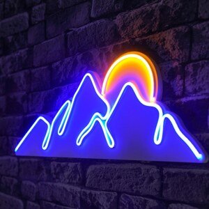 Nástěnná LED dekorace MOUNTAIN slunce nad pohořím