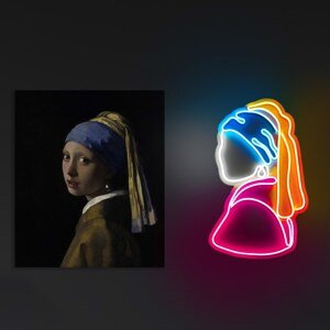Nástěnná LED dekorace GIRL WITH A PEARL EARRING PINK