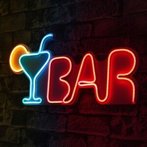 Nástěnná LED dekorace BAR červená a modrá