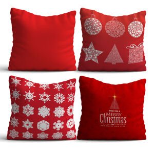 Set povlaků na polštář NYXMAS07 červený Vánoční