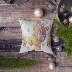 Povlak na polštář NYXMAS091 bílý s medvídkem