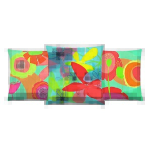 Set povlaků na polštář AC-4528-4509-4512 tyrkysový s rostlinami