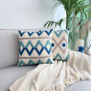 Set povlaků na polštář BEACH bílý s modrými ornamenty