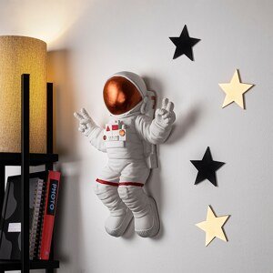 Nástěnná dekorace ASTRONAUT bílá a bronzová
