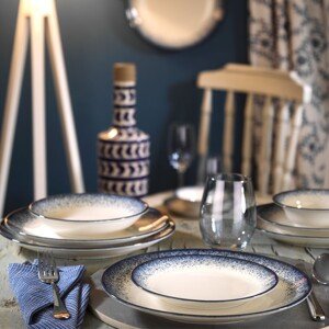 Porcelánová jídelní souprava (24 ks) bílá a modrá
