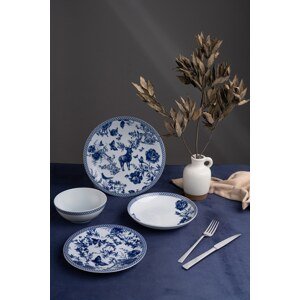Porcelánová jídelní souprava (24 ks) modrá a bílá