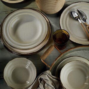 Porcelánová jídelní souprava 18 ks šedá